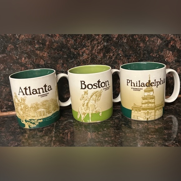 STARBUCKS 3 mugs BOSTON ATLANTA PHILADELPHIA - Picture 1 of 5